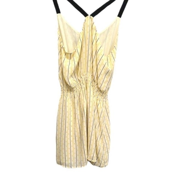 Patterson J Kincaid Striped Floral Ruffle Mini Dress XS Yellow Blue Sleeveless - Picture 3 of 5